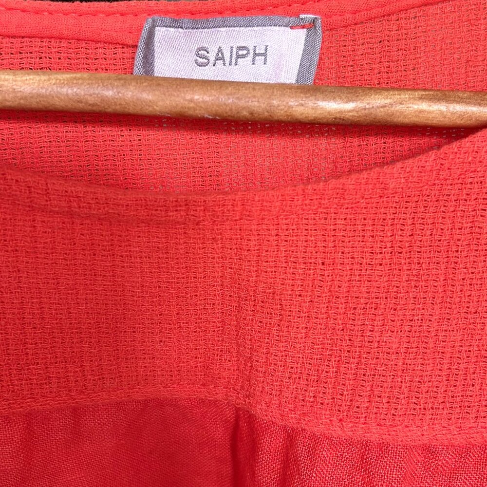 SAIPH 100% Italian Linen Dolman Sleeve Tunic Top Lagenlook Poppy Runs Like Sz 1X - Picture 4 of 10